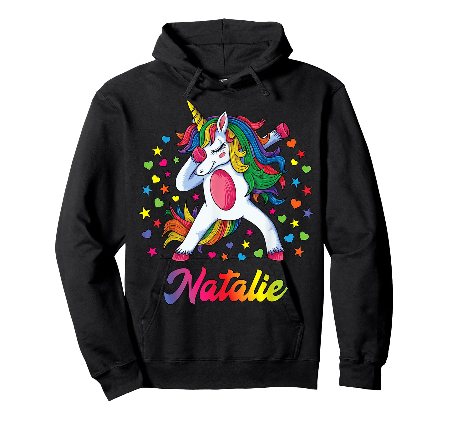 Natalie Dabbing Unicorn Rainbow Personalized Name Custom T-Shirt