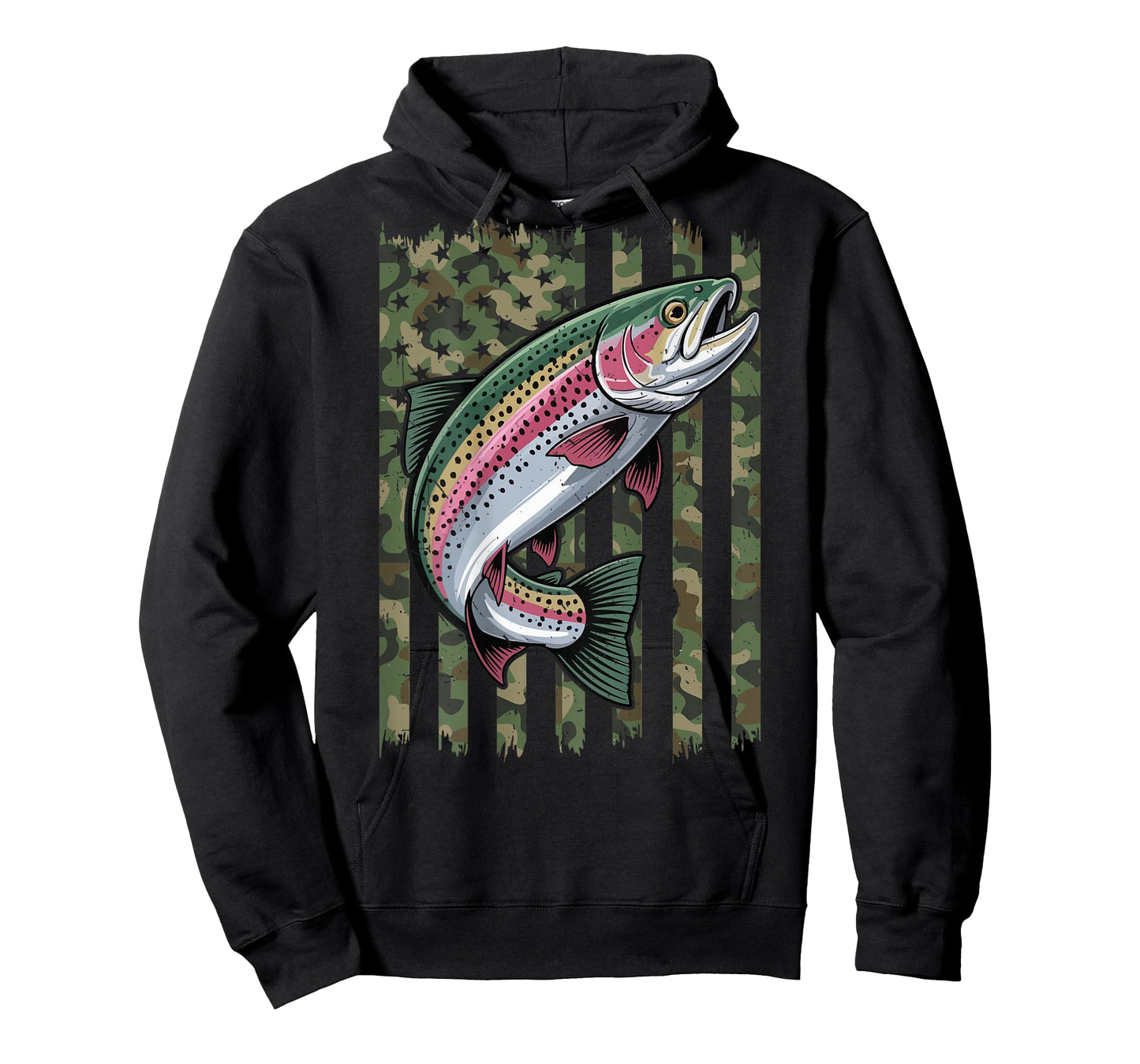 Youth Boy Trout Fishing American Flag Camo Fishing Patriotic T-Shirt
