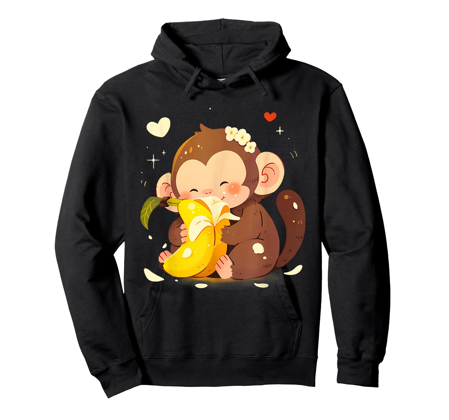 Banana Monkey Cute Monkey Drawing Bananas Fruit Wildlife T-Shirt