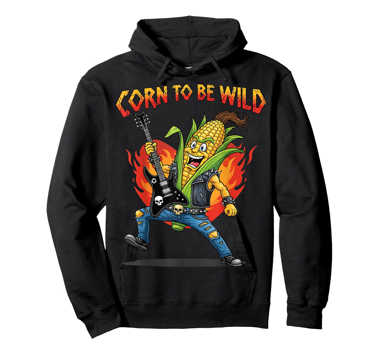 Corn to Be Wild Guitar Rocker Corn Cob Pun Funny Foodie T-Shirt