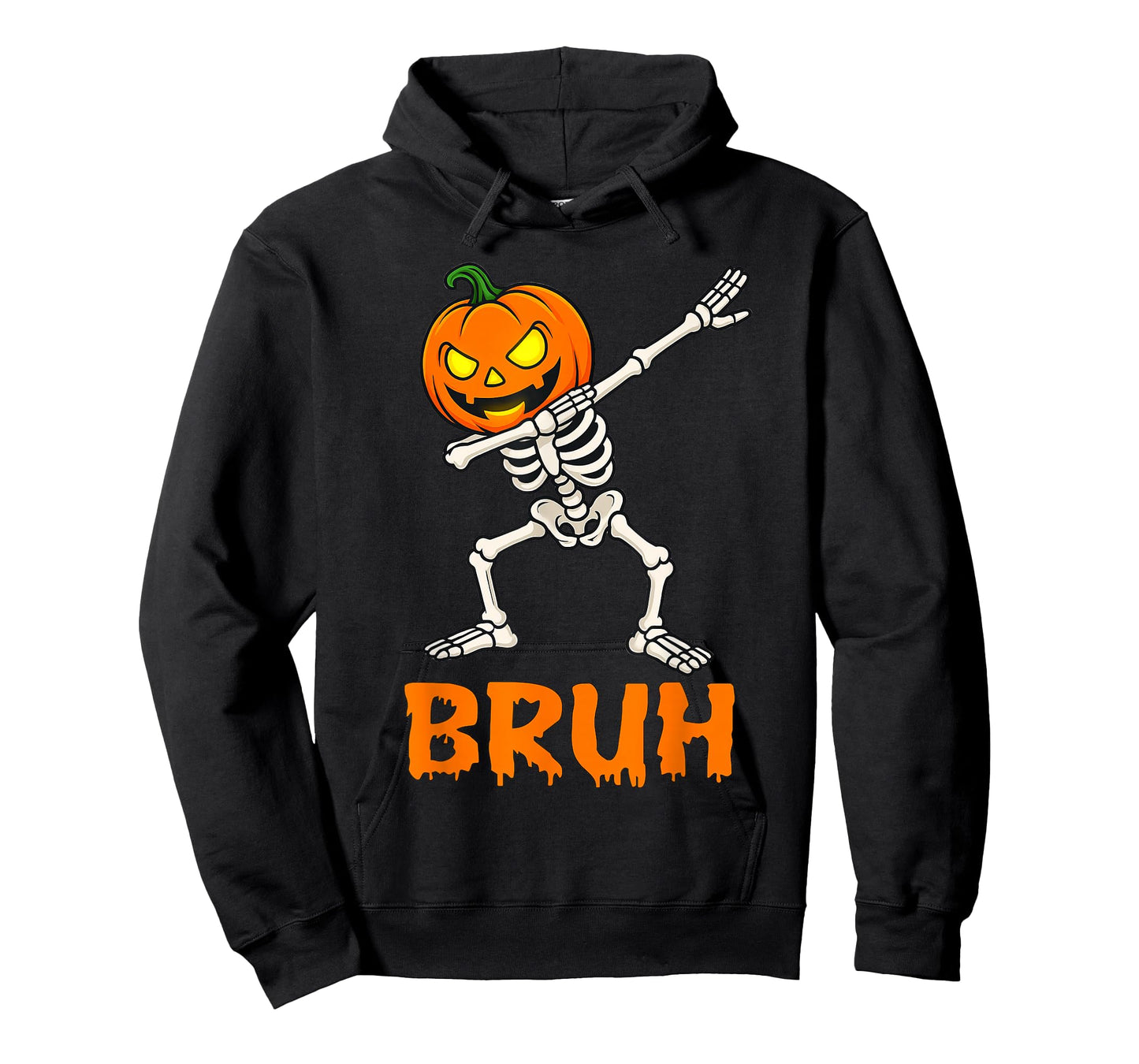 Bruh Dabbing Skeleton Funny Kids Boys Mens Halloween Pumpkin T-Shirt