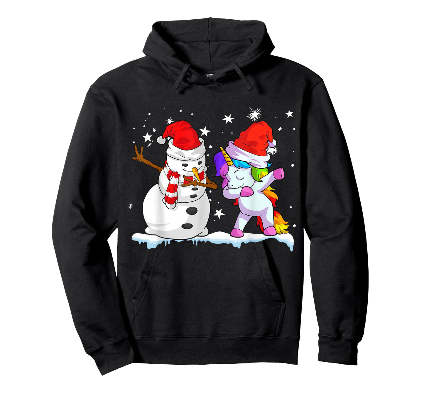 Unicorn Christmas Shirt Girls Women Santa Hat Snowman T-Shirt