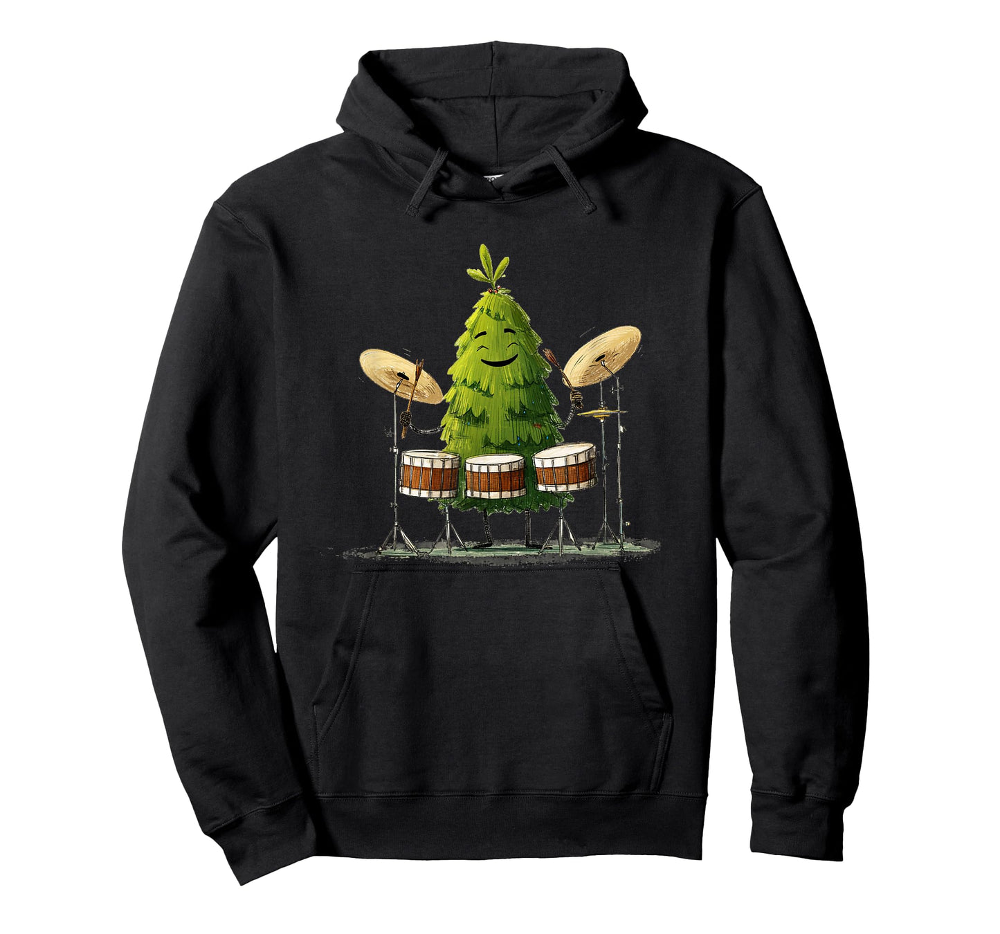 Festive Christmas Tree with Drums Instrument for Music Fans T-Shirt