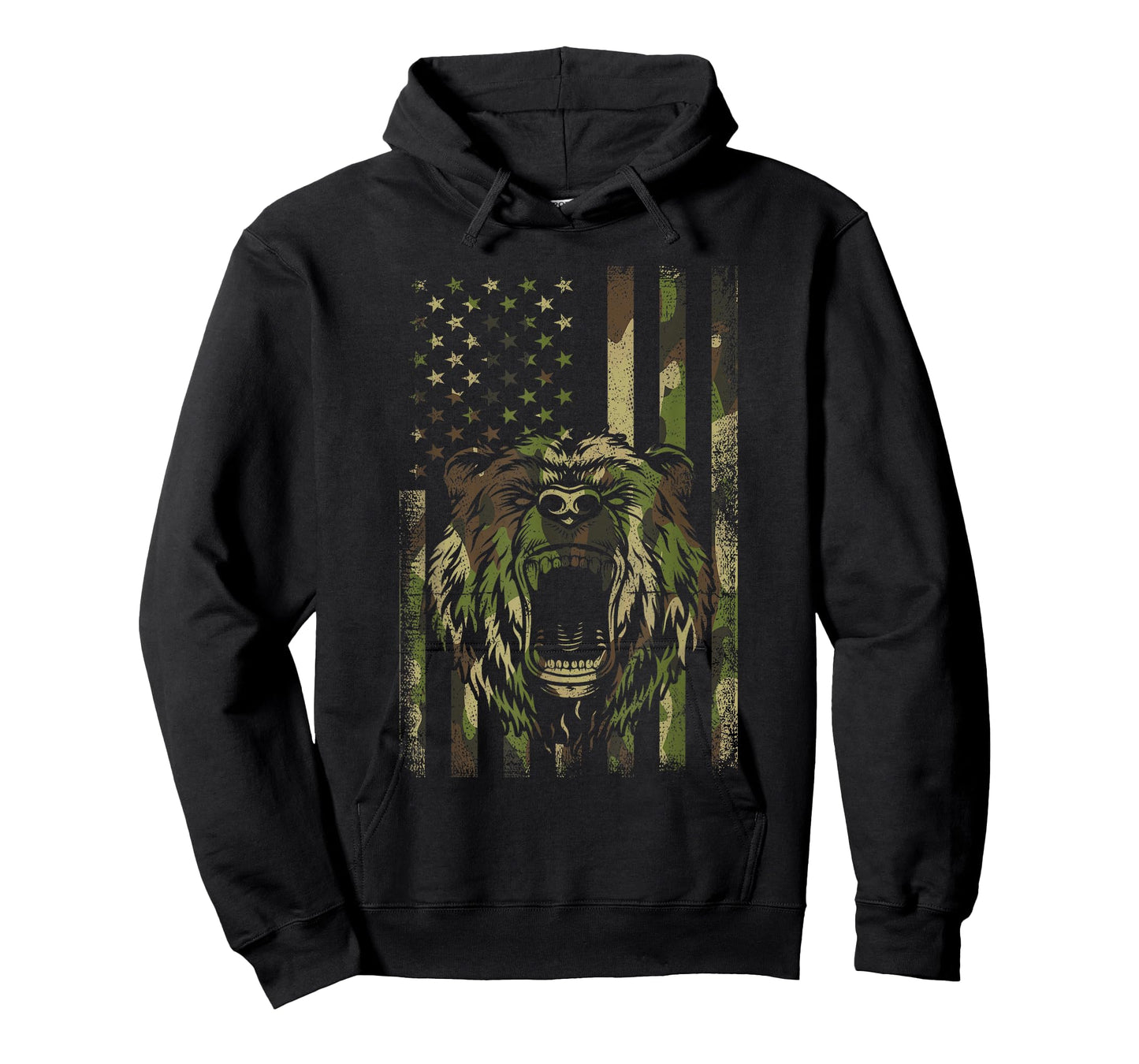 Funny Camo Hunting Lover American Flag Graphic Bear Hunters Women Men T-Shirt