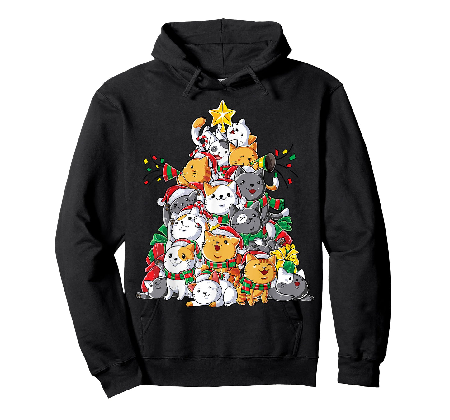 Cat Christmas Tree Xmas Girls Boys Funny Meowy Catmas Santa Short Sleeve, T-Shirt
