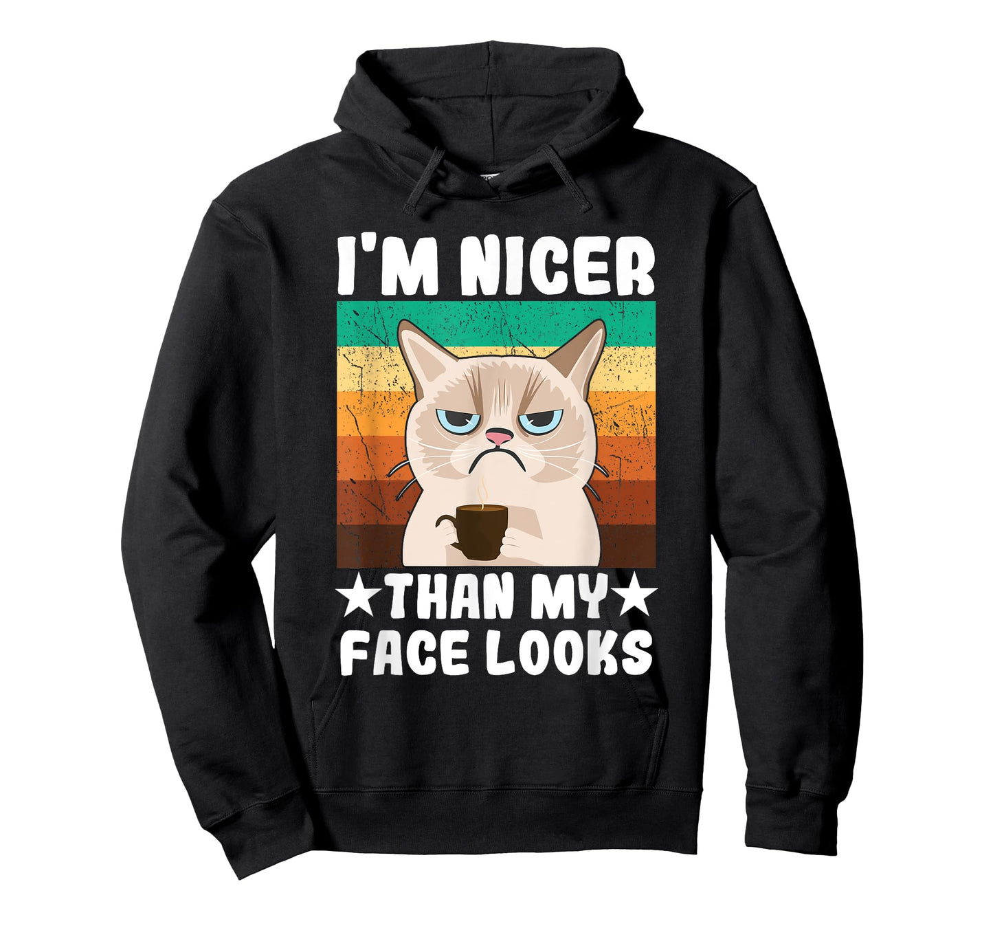 Introvert Coffee Cat I'm nicer than my face looks T-Shirt