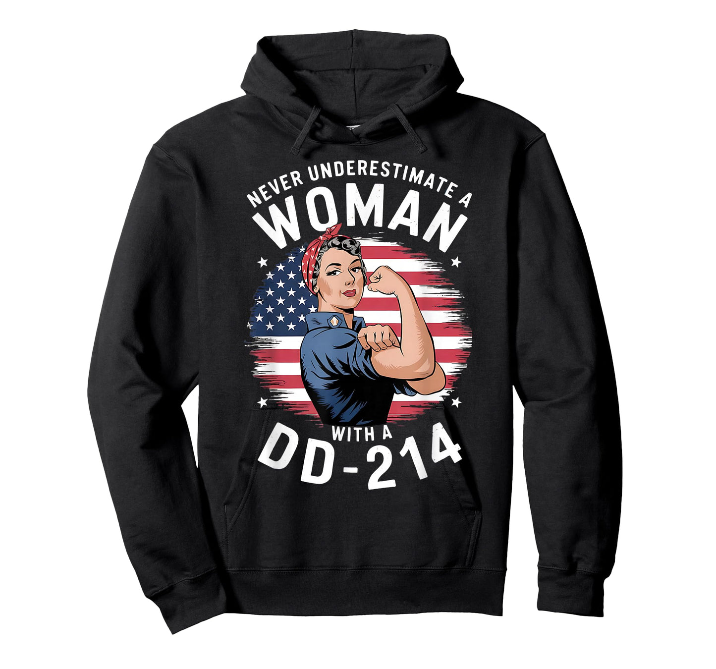 American Flag Never Underestimate a Women with a DD-214 T-Shirt