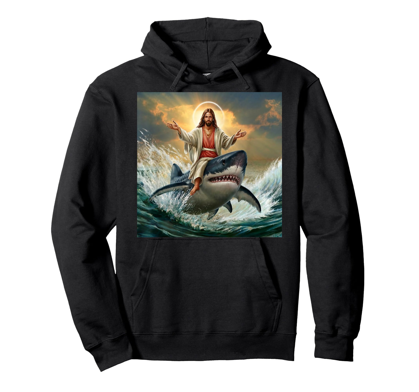 Christian Jesus Riding Shark Funny Shark Jesus Lover T-Shirt