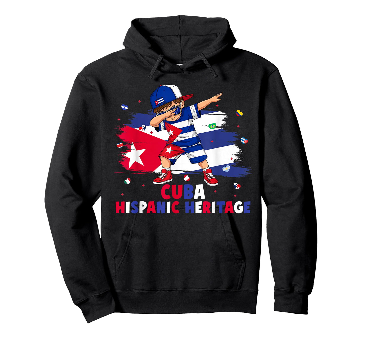 Dabbing Boy Cuba Hispanic Heritage Month Cuban Flag Kids T-Shirt
