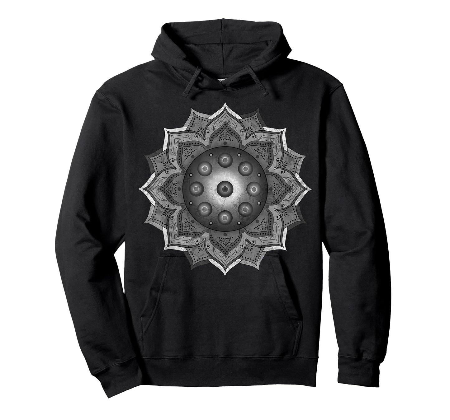 Handpan - Hang Drum Mandala - black grey white T-Shirt T-Shirt
