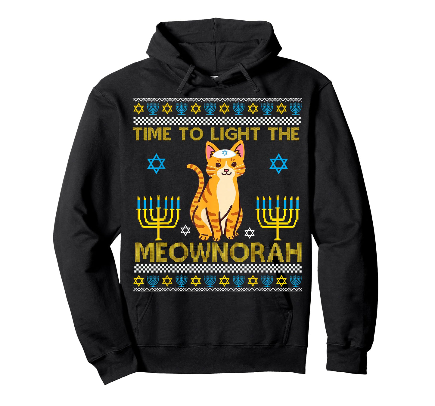 Light The Meownorah Jewish Cat Menorah Lover Ugly Chanukah T-Shirt