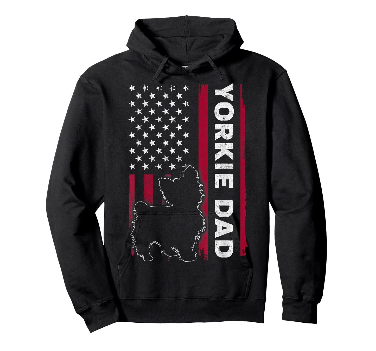 Yorkie Dog Vintage US American Flag Yorkie Dad Fathers Day T-Shirt