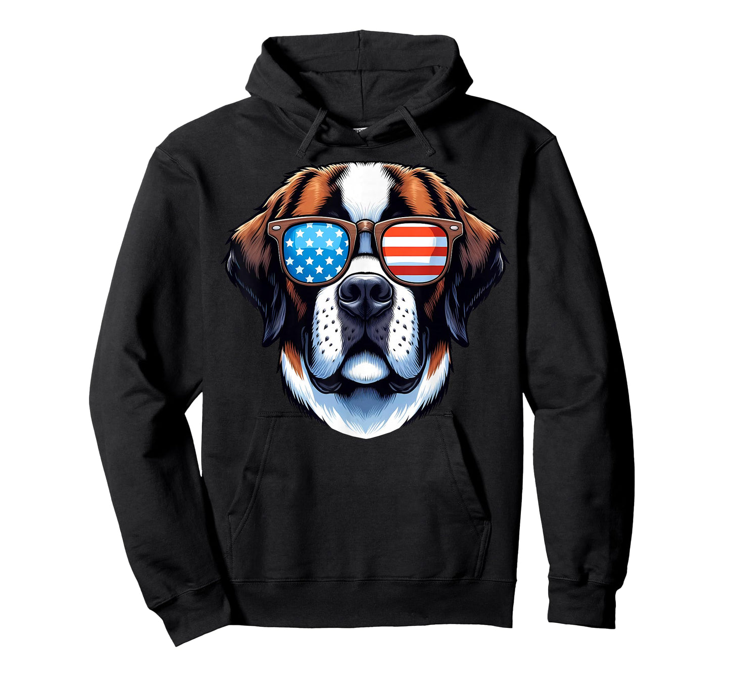 Saint Bernard Patriotic American Flag USA Sunglasses Dog T-Shirt