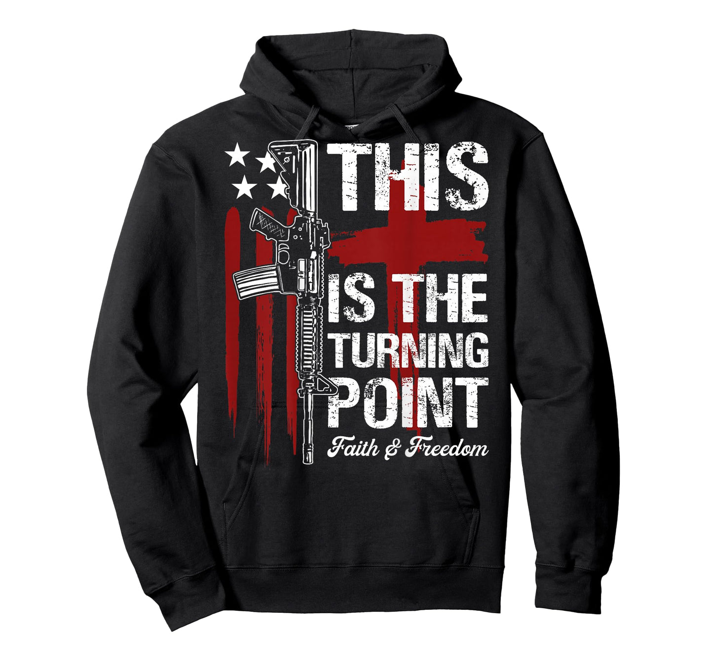 This is The Turning Point Faith Cross US Flag Patriotic Back T-Shirt
