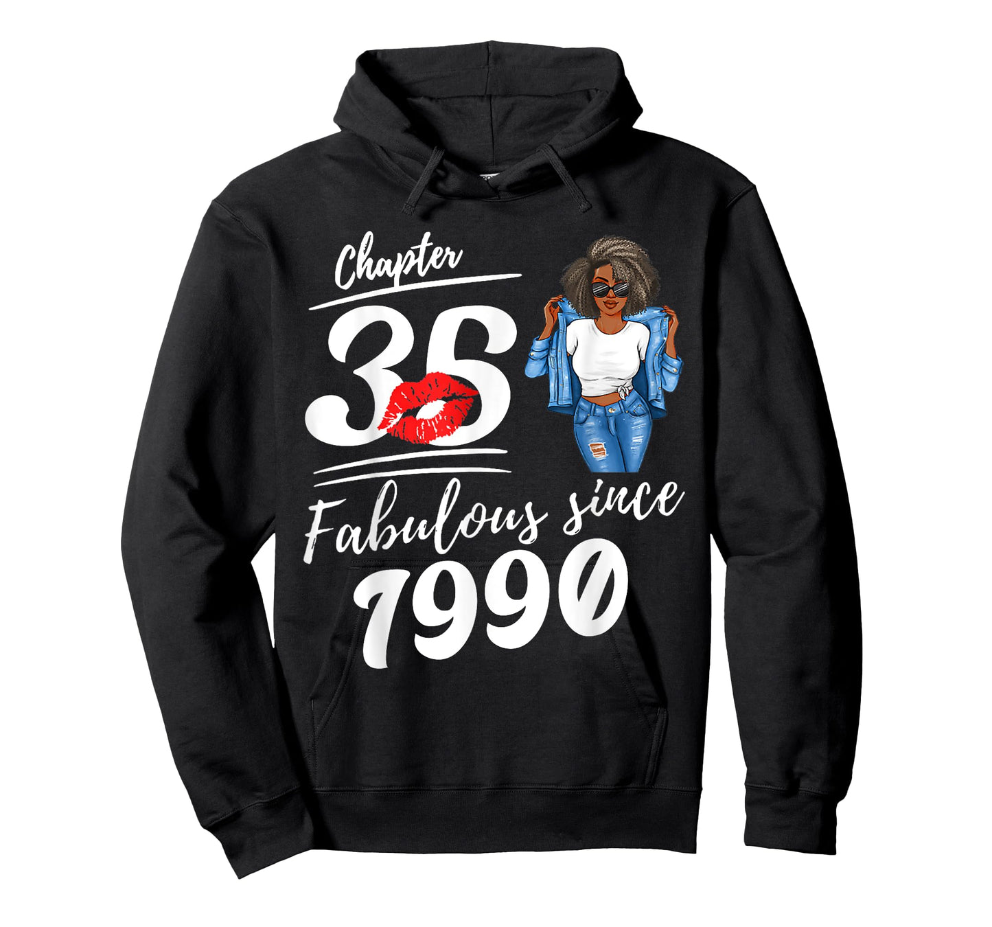 Chapter 35 Fabulous Since 1990 35th Birthday Afro Black Girl T-Shirt