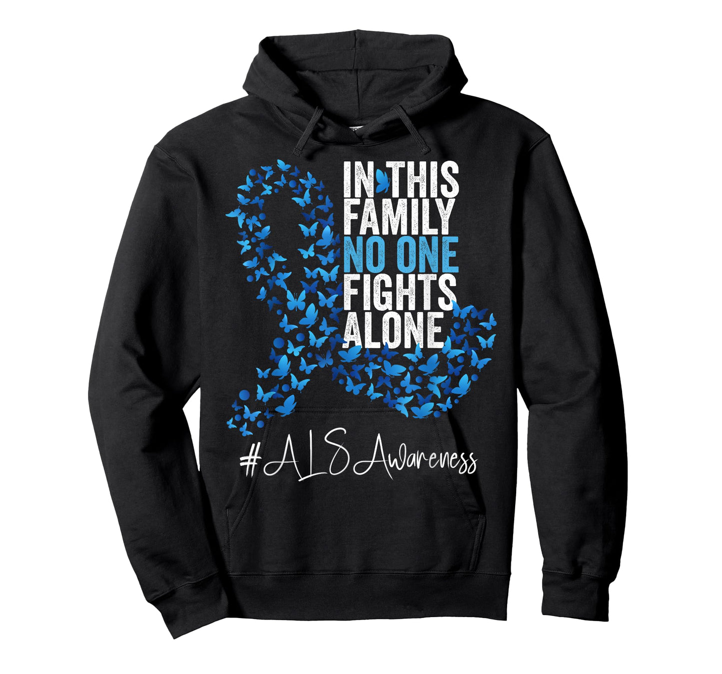 ALS Awareness Month Blue Ribbon Butterflies T-Shirt