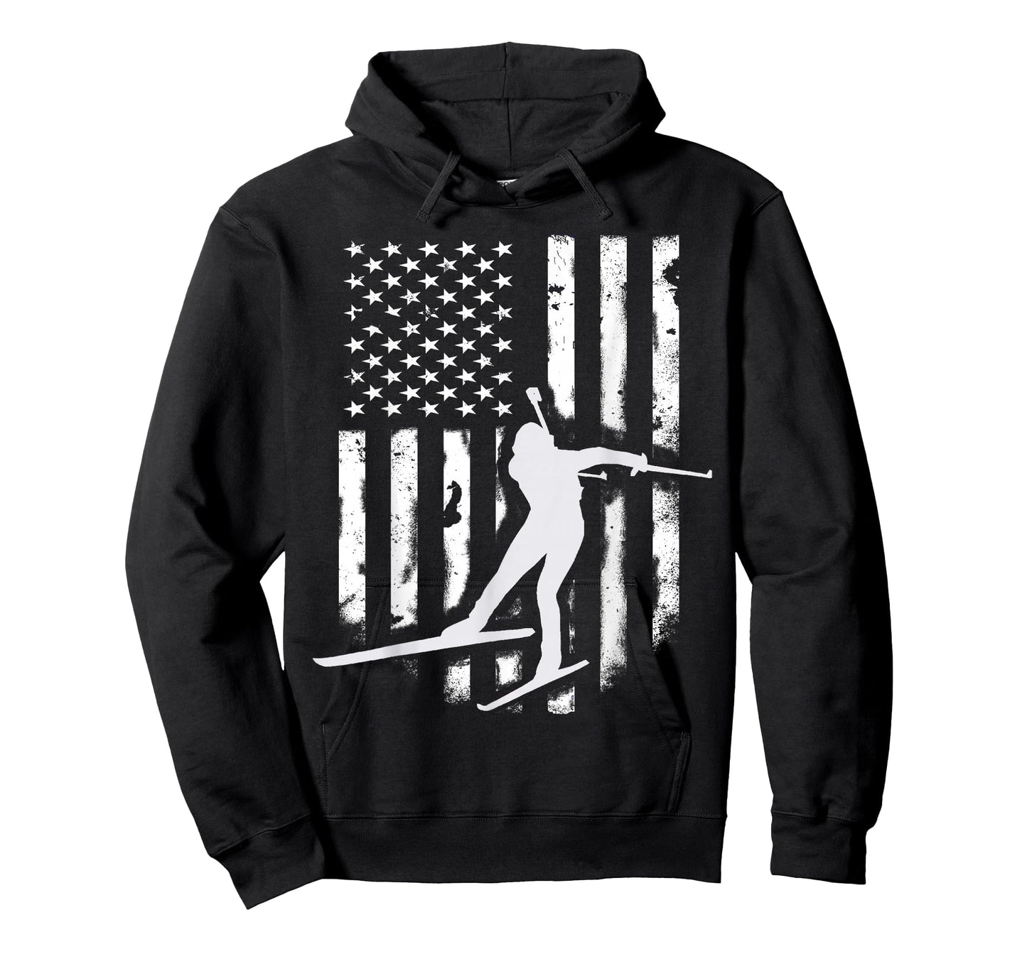 American USA Flag Nordic Ski T-Shirt Cool Skier Gift Top Tee
