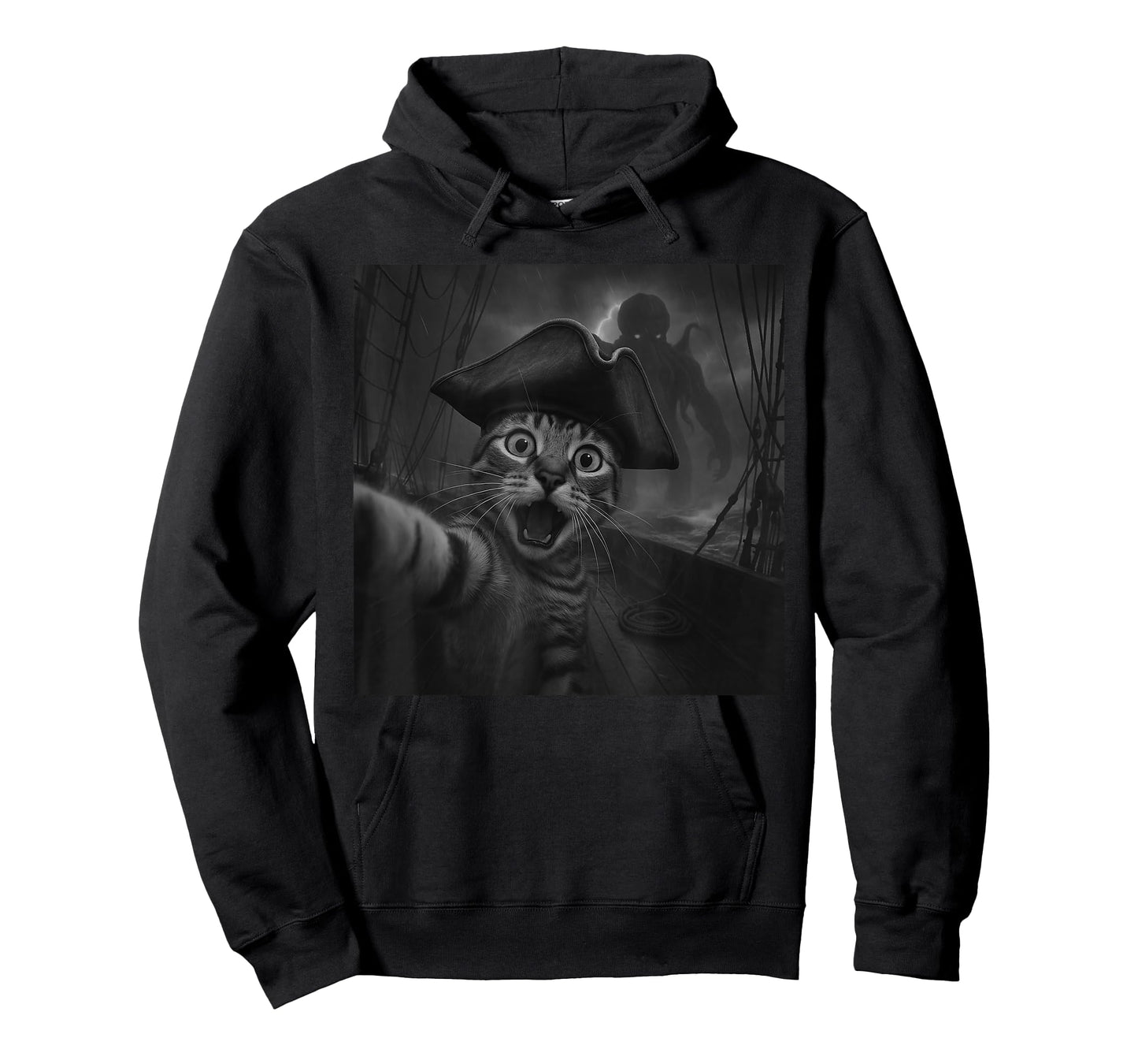 Cat Selfie with Cthulhu Cosmic Horror Funny Meme Men Women T-Shirt