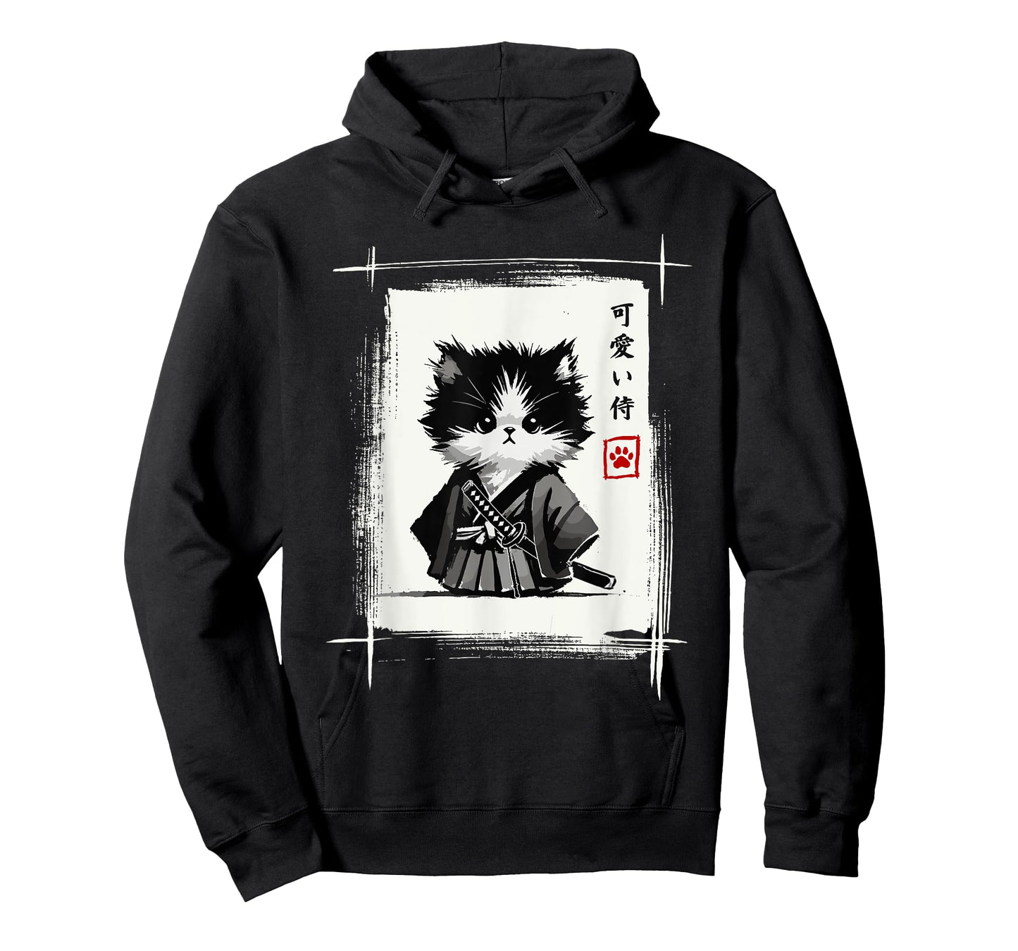 Samurai Cat Japanese Art Sumi-e Novelty Kawaii Funny Cat T-Shirt