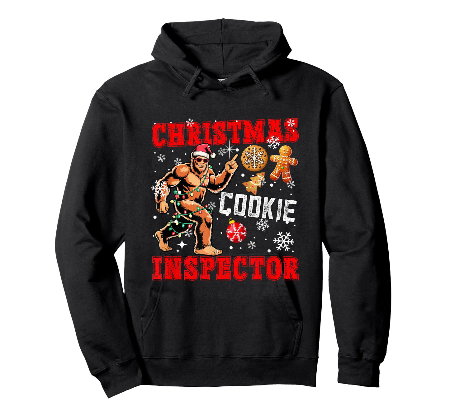 Christmas Cookie Inspector Xmas Santa Bigfoot Funny Baker T-Shirt