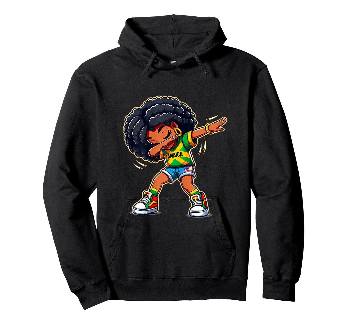 Jamaican Girl Kid Half American Half Jamaican Flag Patriotic T-Shirt