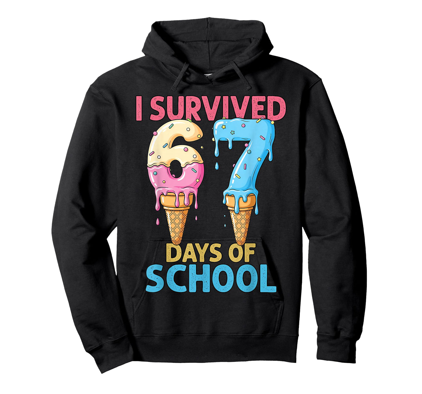 I Survived 67 Days of School Ice Cream Six Seven Teacher T-Shirt