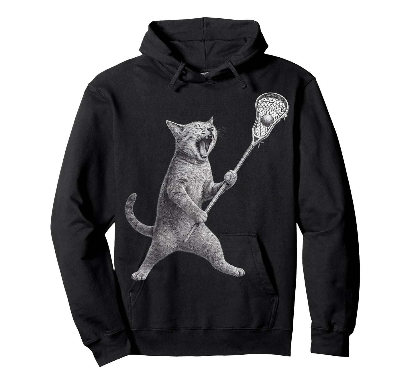 Cat Playing Lacrosse Stick Funny Lacrosse Cat T-Shirt