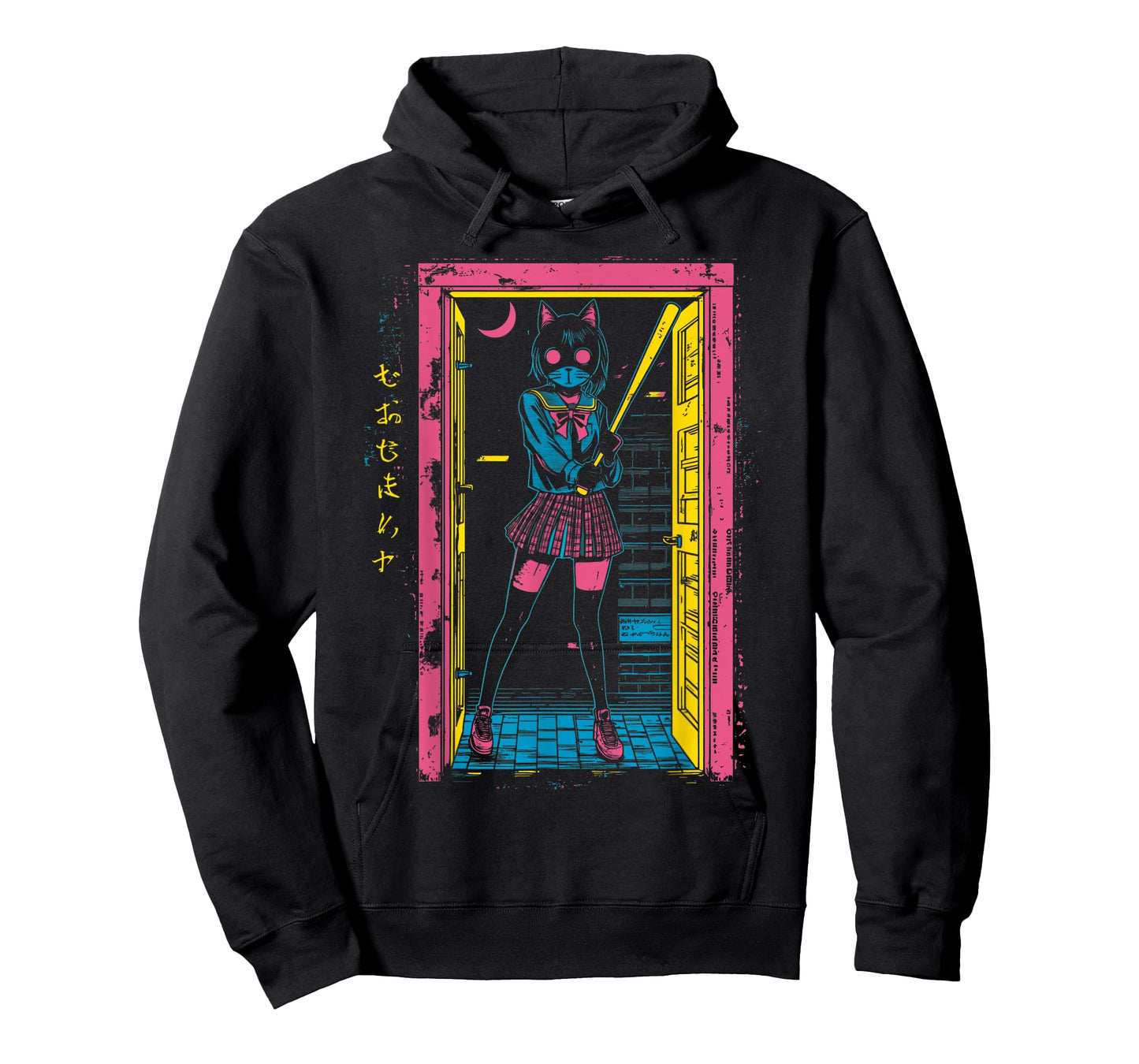 Creepy Girl Cat Grunge Slasher Pastel Goth Anime Horror T-Shirt