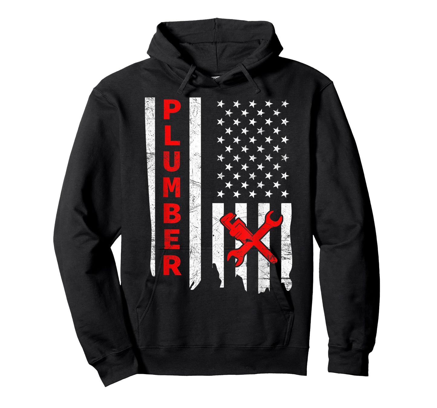 Plumber USA Flag Pipe Wrench Tradesman plumbing Pipefitter T-Shirt