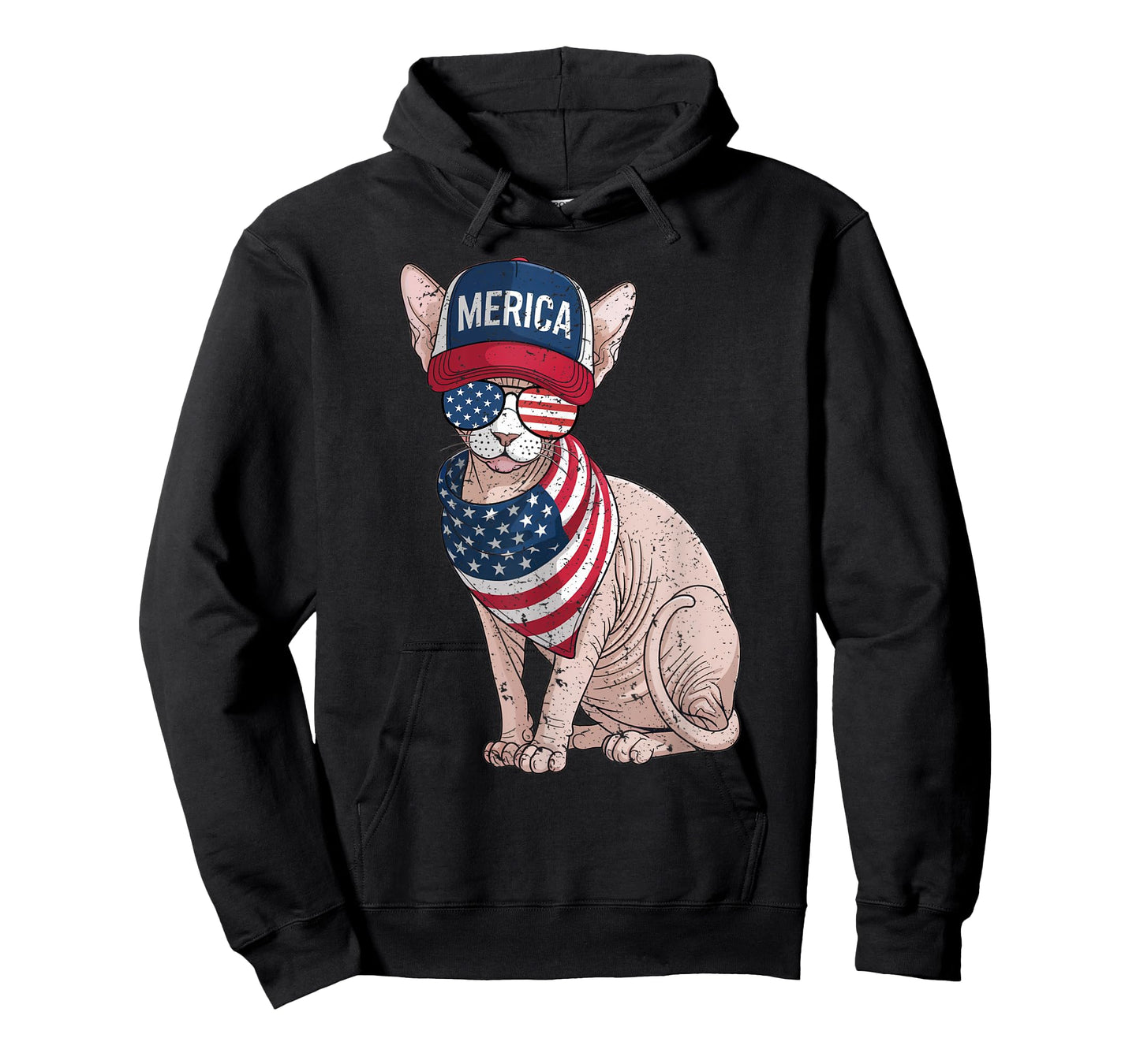 Sphynx Cat 4th of July US American Flag Cat Patriotic T-Shirt for Men Women Kids
