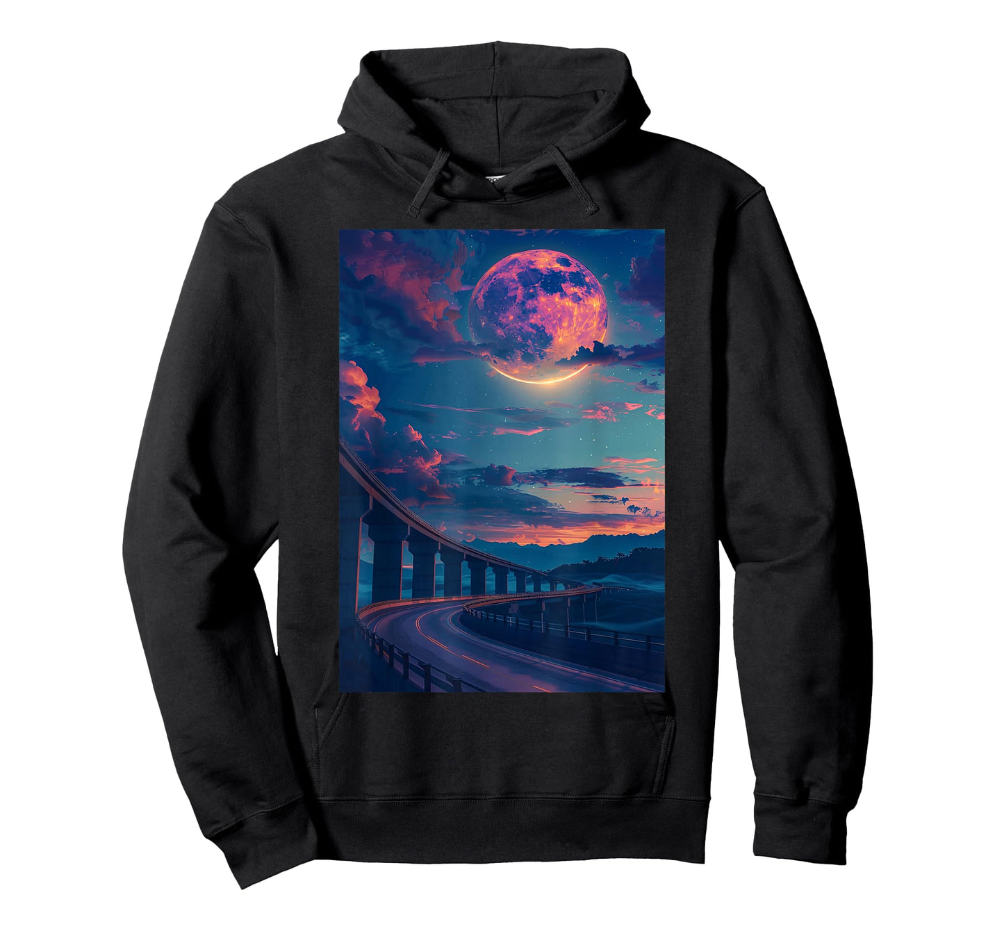 Liminal Space: Curved Bridge in Moonlight Night T-Shirt