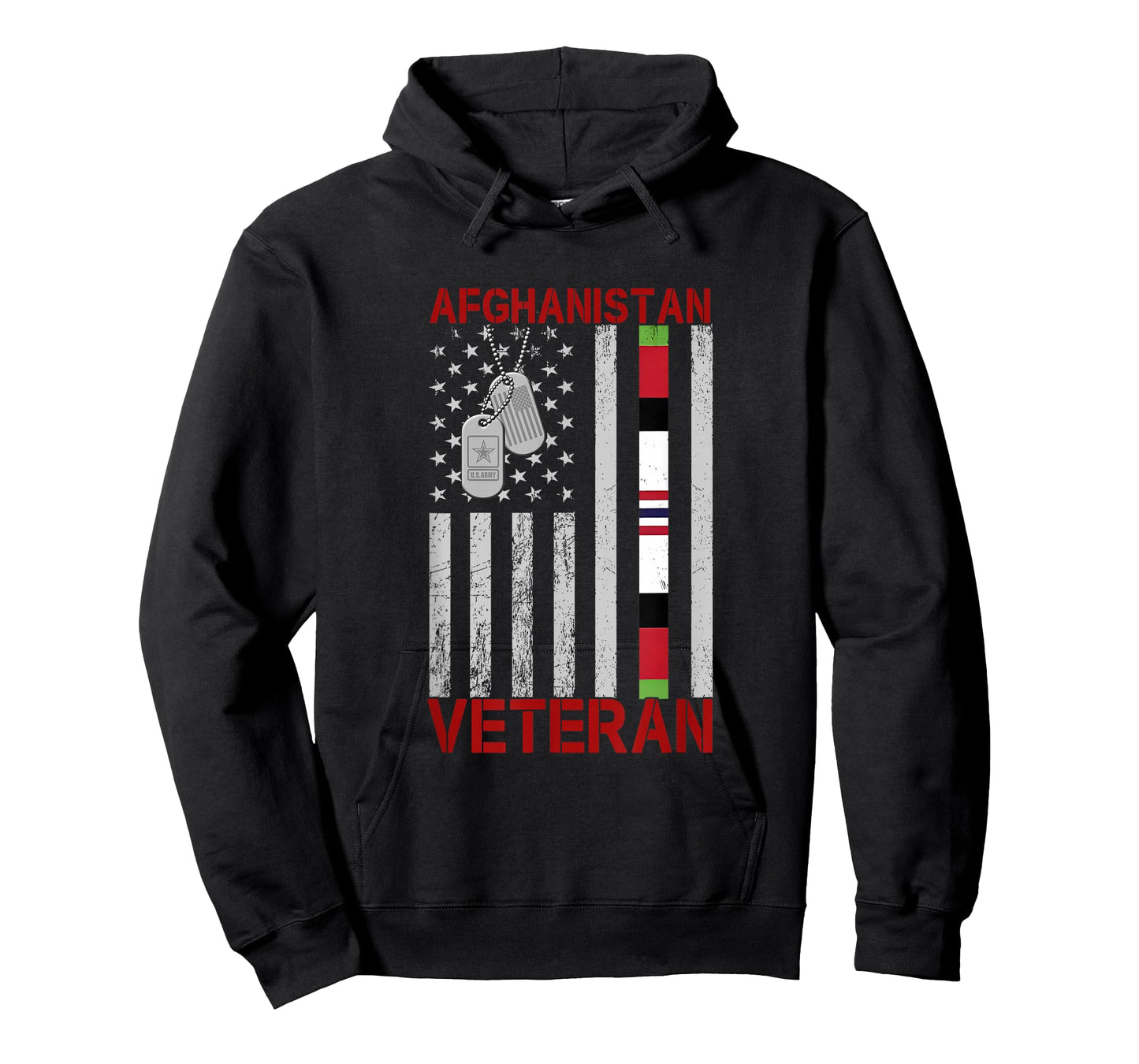 Afghanistan War Veteran Ribbon Distressed US Flag Military T-Shirt