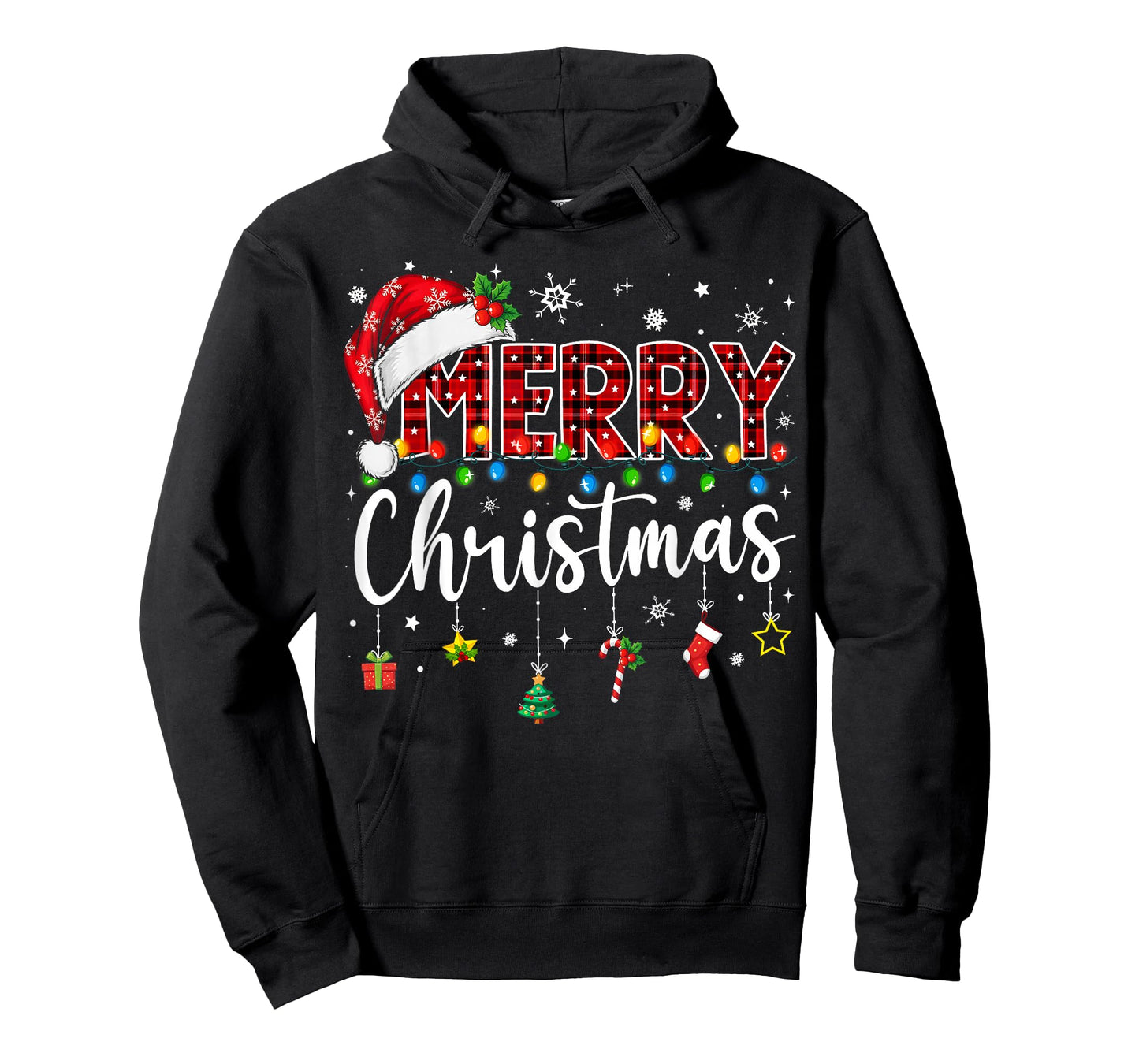 Merry Christmas Buffalo Plaid Red Santa Family Xmas Pajamas T-Shirt