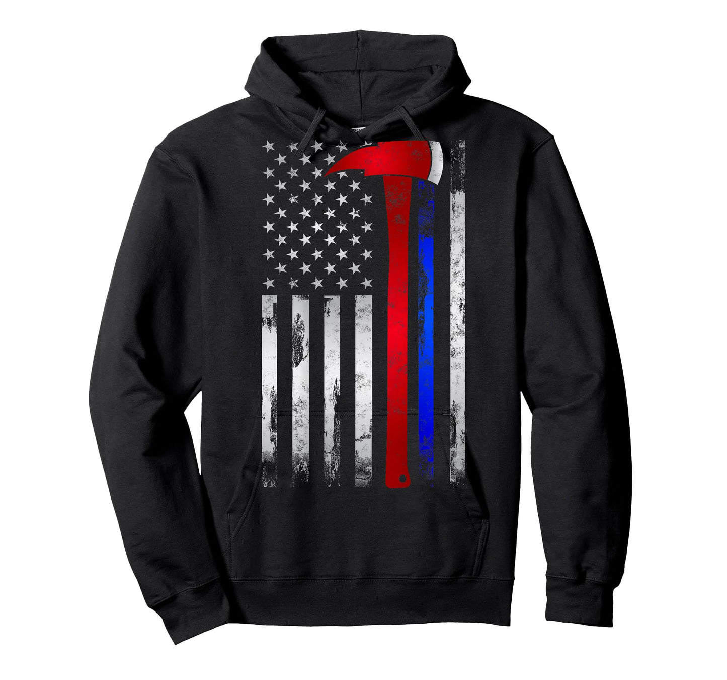 Thin Red Blue line American Flag Axe Gift Firefighter Police T-Shirt