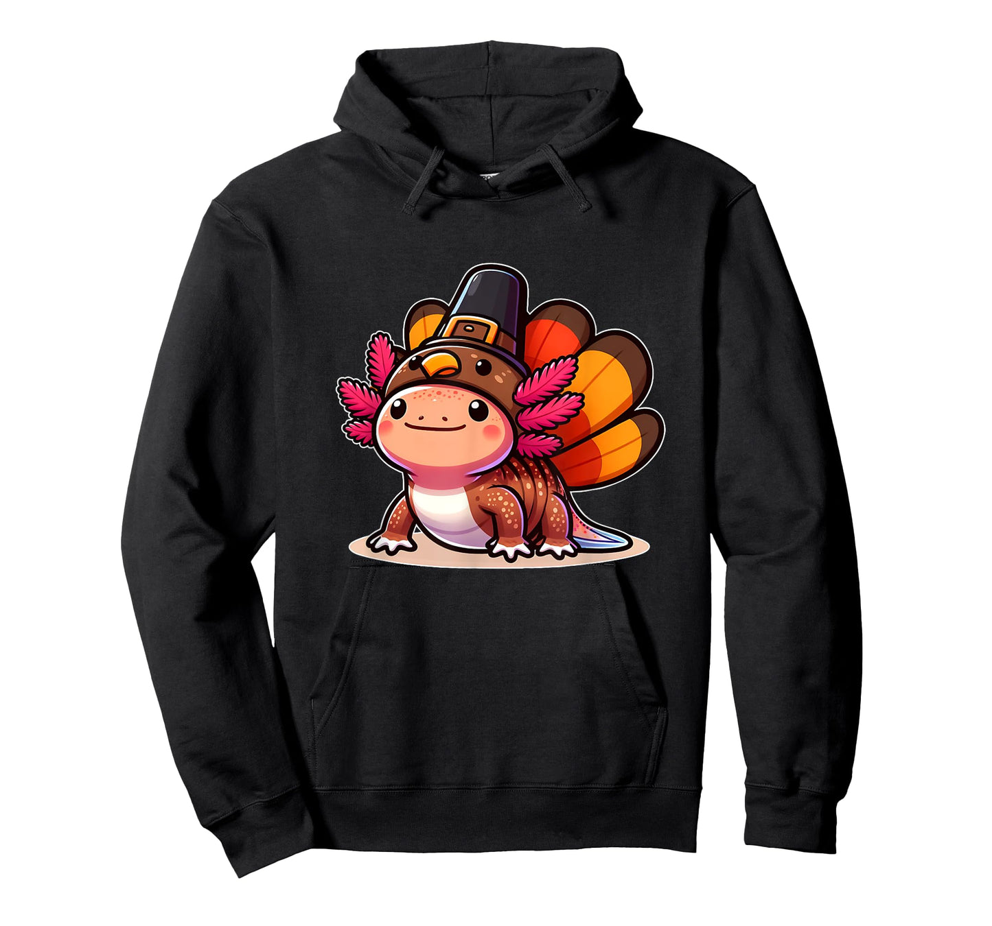 Funny Thanksgiving Shirts by Merch4life Pilgrim Axolotl in Turkey Disguise Unisex Kids T-Shirt Black Small Modern Cartoon Turtleneck Short Sleeve Thanksgiving Pet Costume