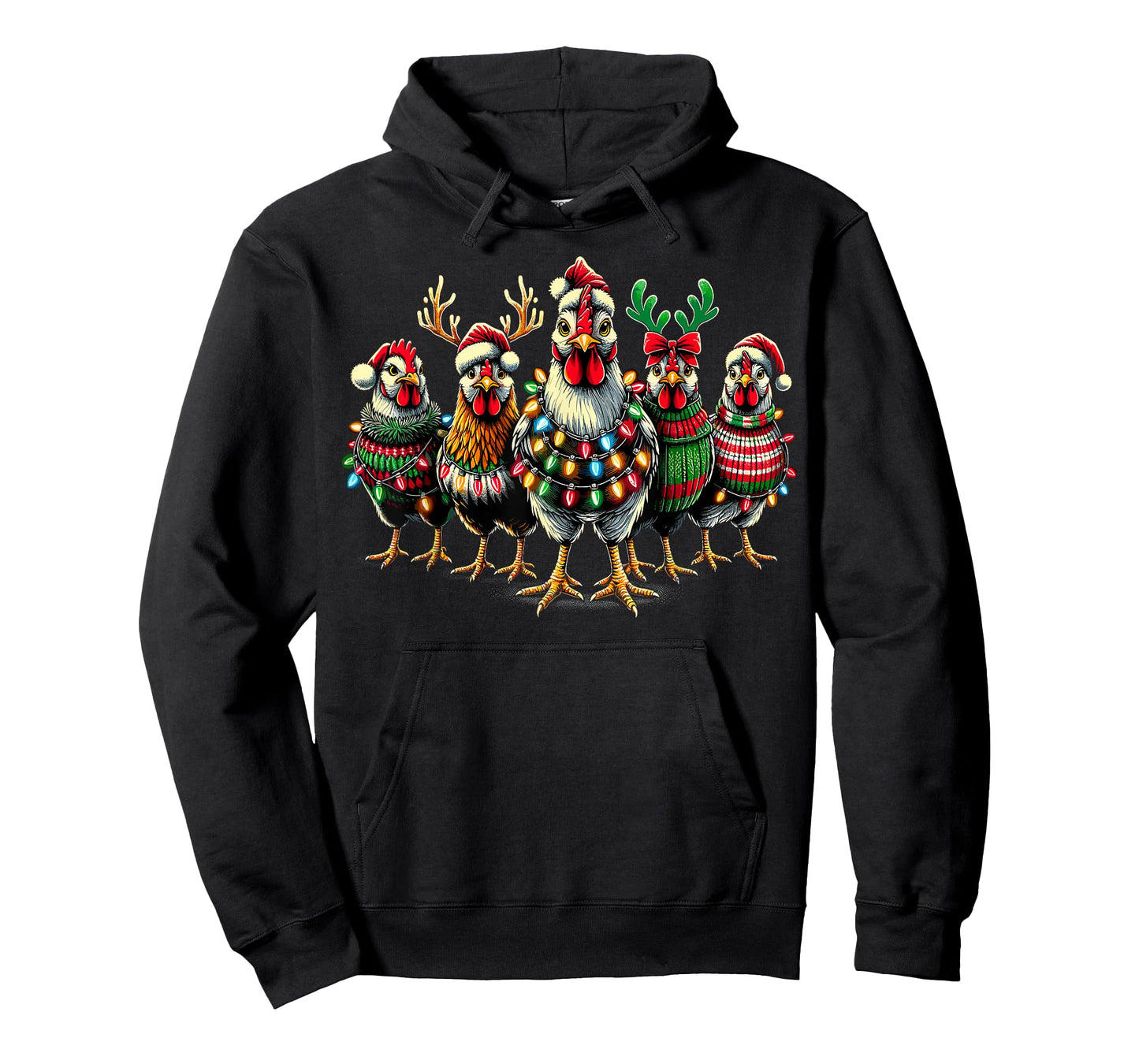 Christmas Chicken Lights Farm Xmas T-Shirt
