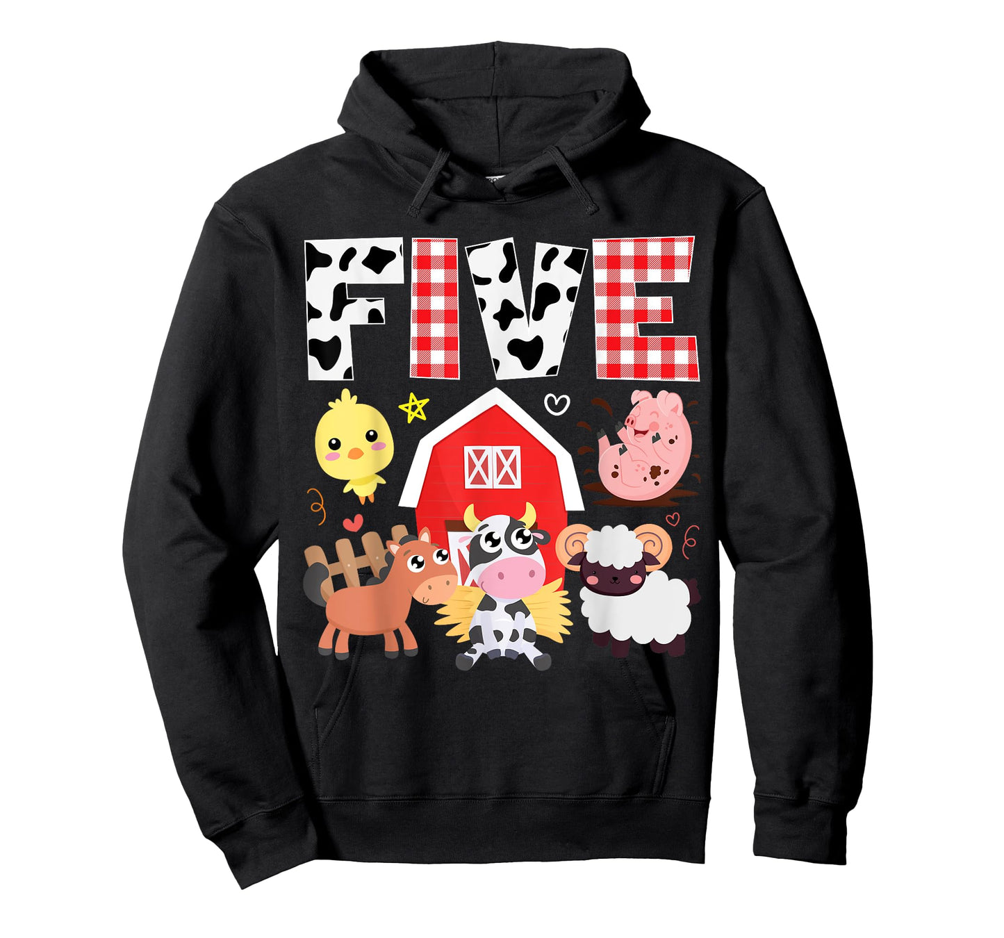 5th Birthday Five Year Old Farm Theme Animals Birthday Party T-Shirt