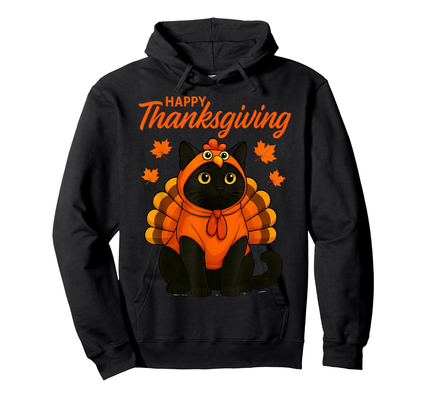 Cute Black Cat Turkey Happy Thanksgiving Fall Meow Cat Lover T-Shirt