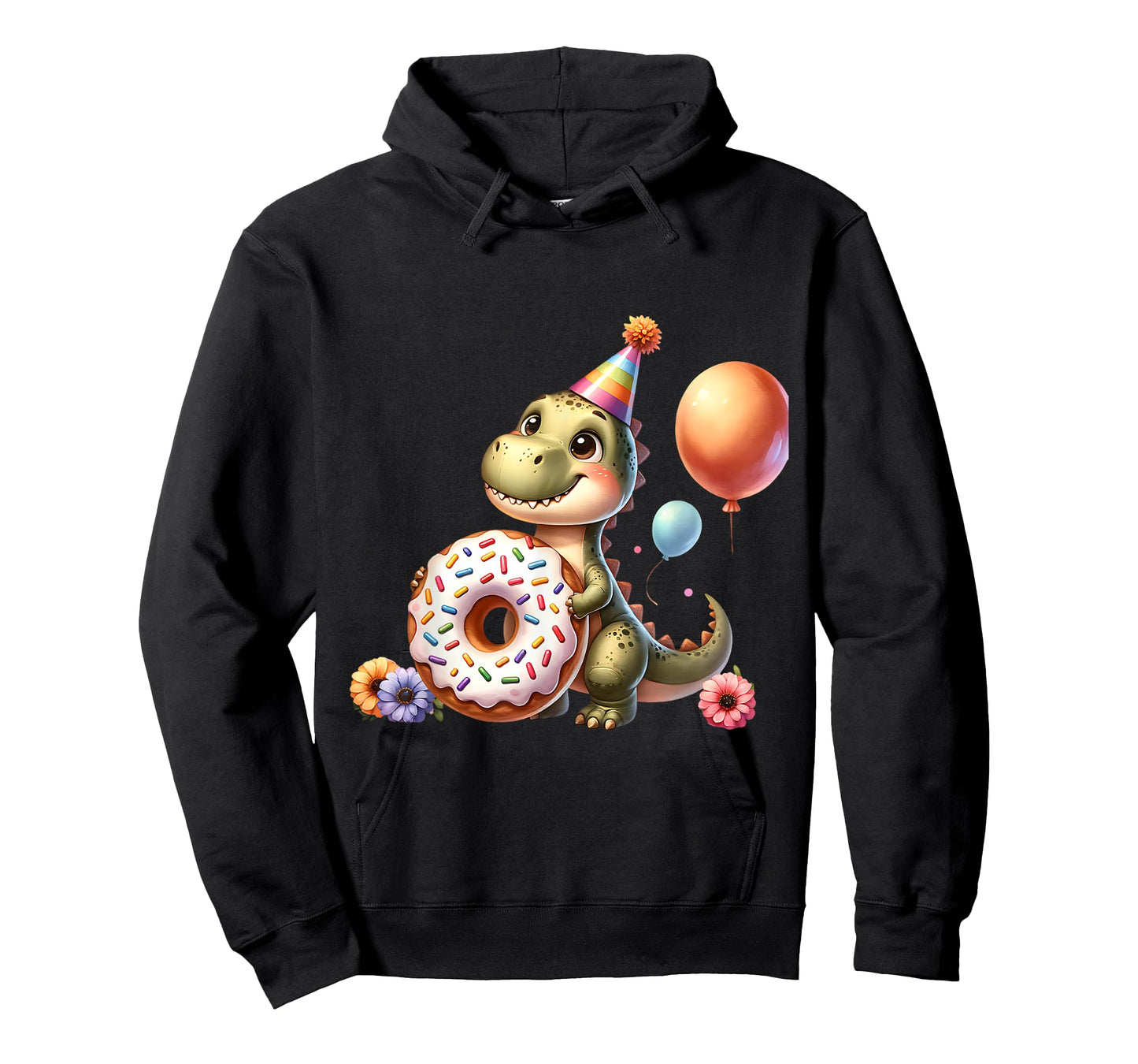 Cute Dinosaur with Donut Birthday Celebration T-Shirt