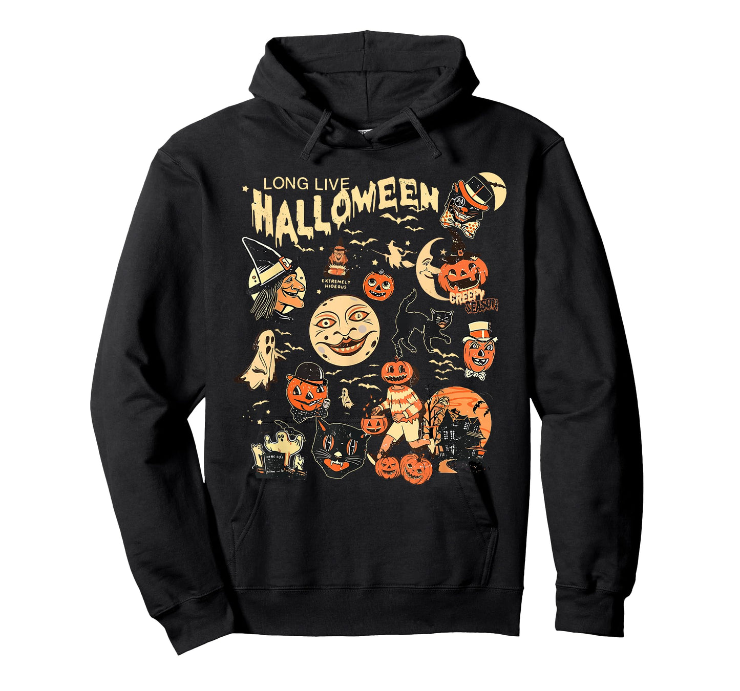 Long Live Halloween Funny Pumpkin Bat Halloween Black Cat T-Shirt