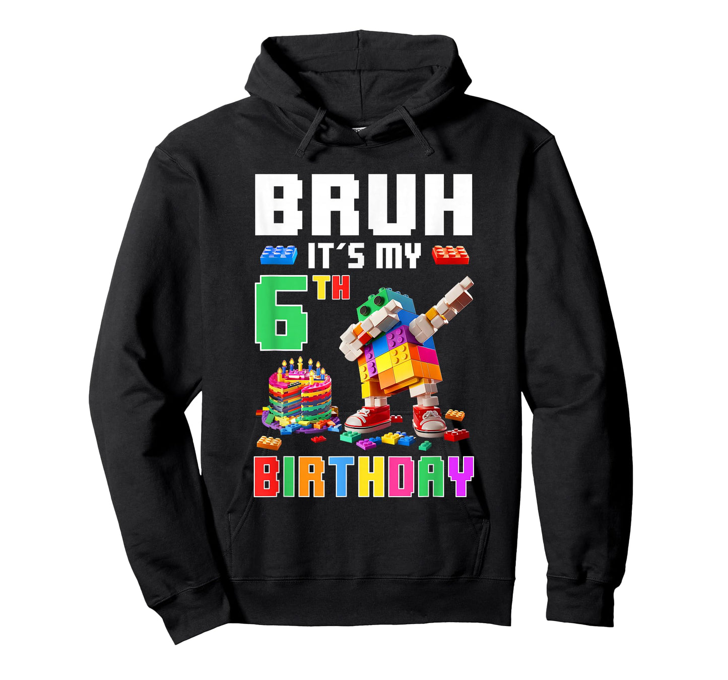 Bruh Its My 6Th Birthday Master Builder Dabbing Block Brick T-Shirt