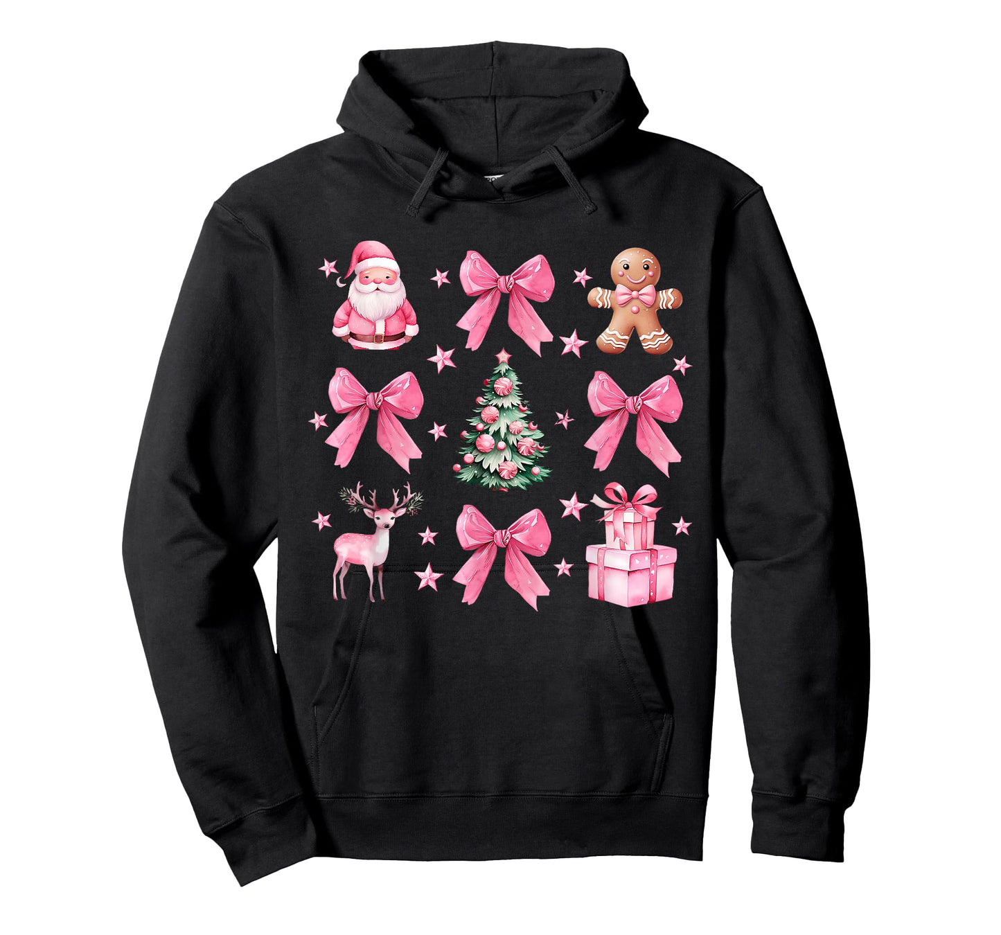 Cute Coquette Bow Pink Christmas Tree Santa Gingerbread Xmas T-Shirt