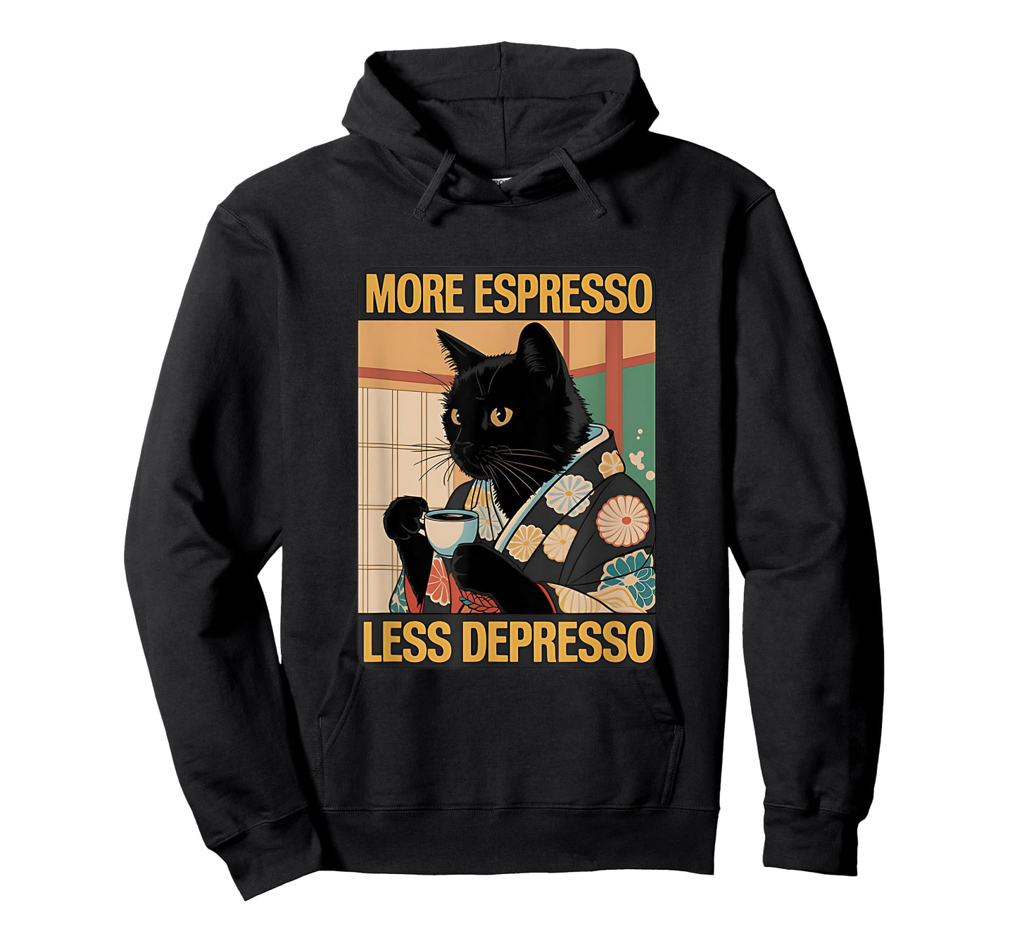 More Espresso Less Depresso Japanese Funny Cat T-Shirt