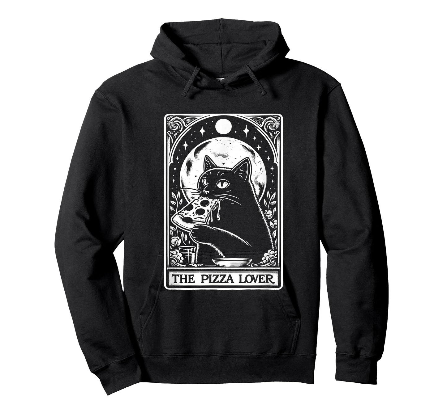 The Pizza Lover Cat Vintage Gothic Tarot Card T-Shirt