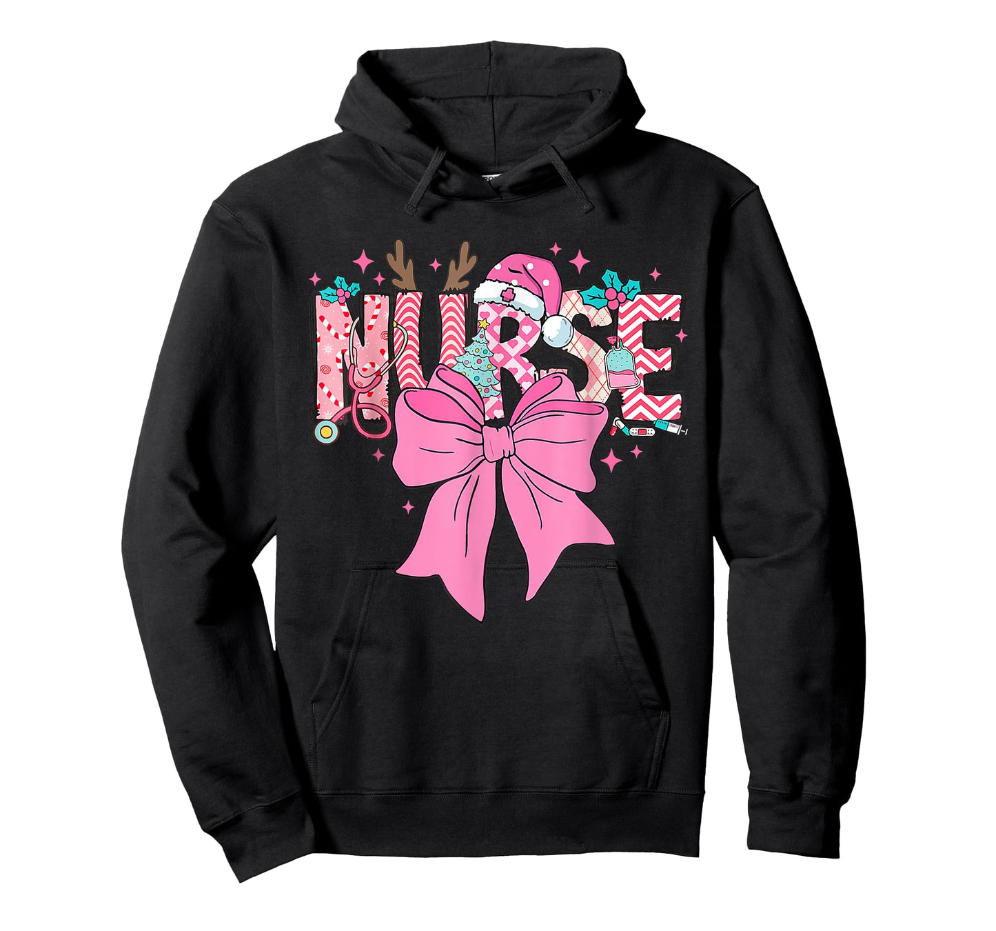Coquette Nurse Christmas Nursing Pink Tone Bow Xmas Plaid T-Shirt