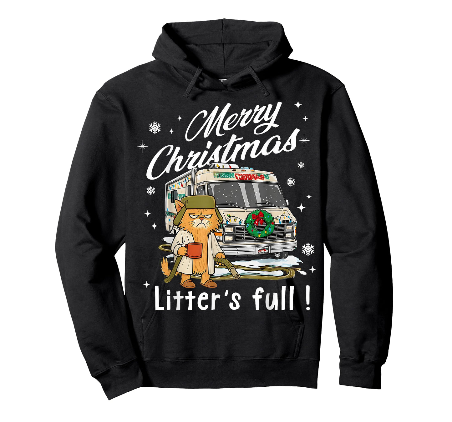 Merry Christmas Litter’s Full Funny Cat Lover Sarcastic Xmas T-Shirt