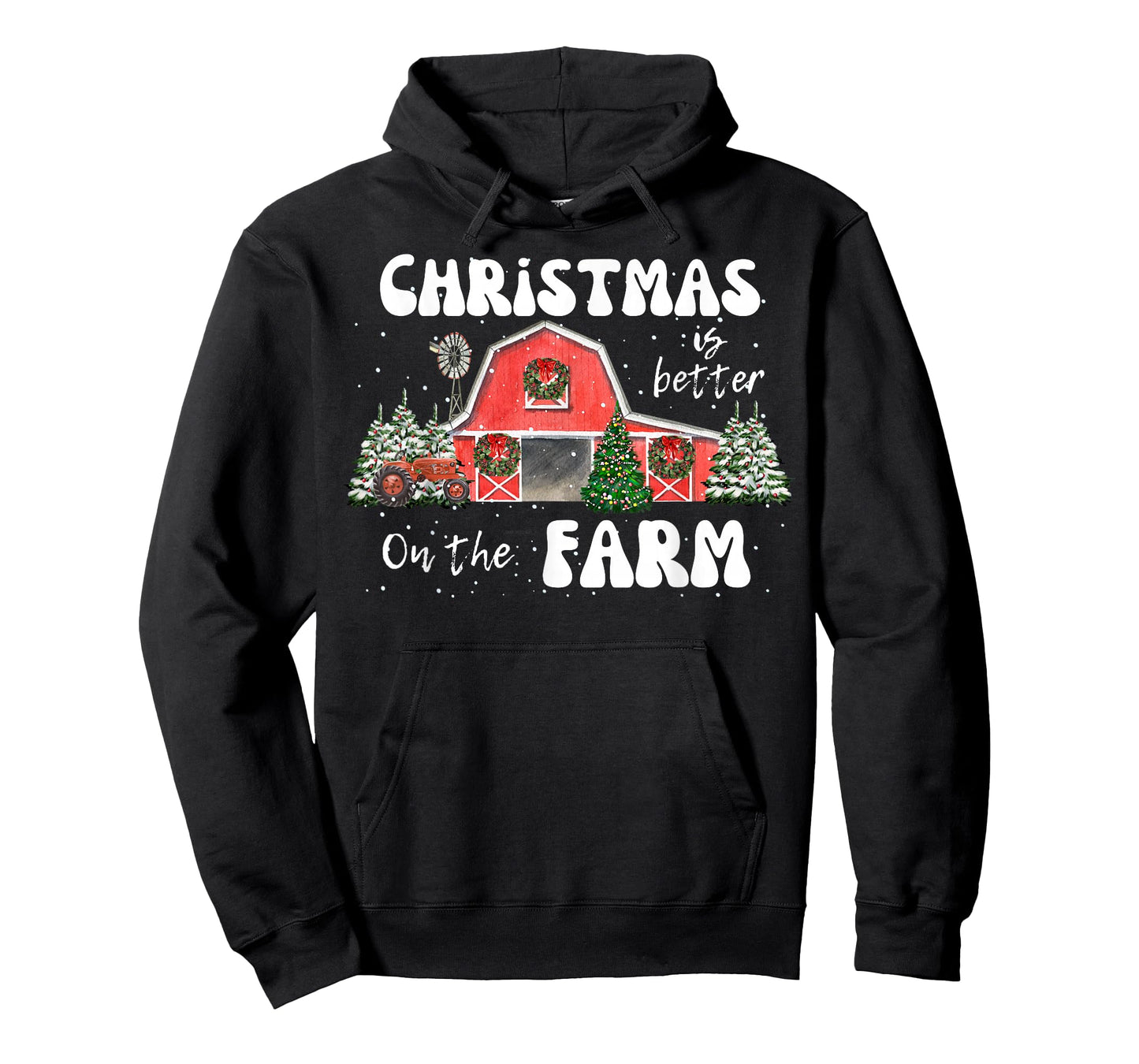 Christmas Is Better On The Farm- Vintage Red Barn & Tractor T-Shirt