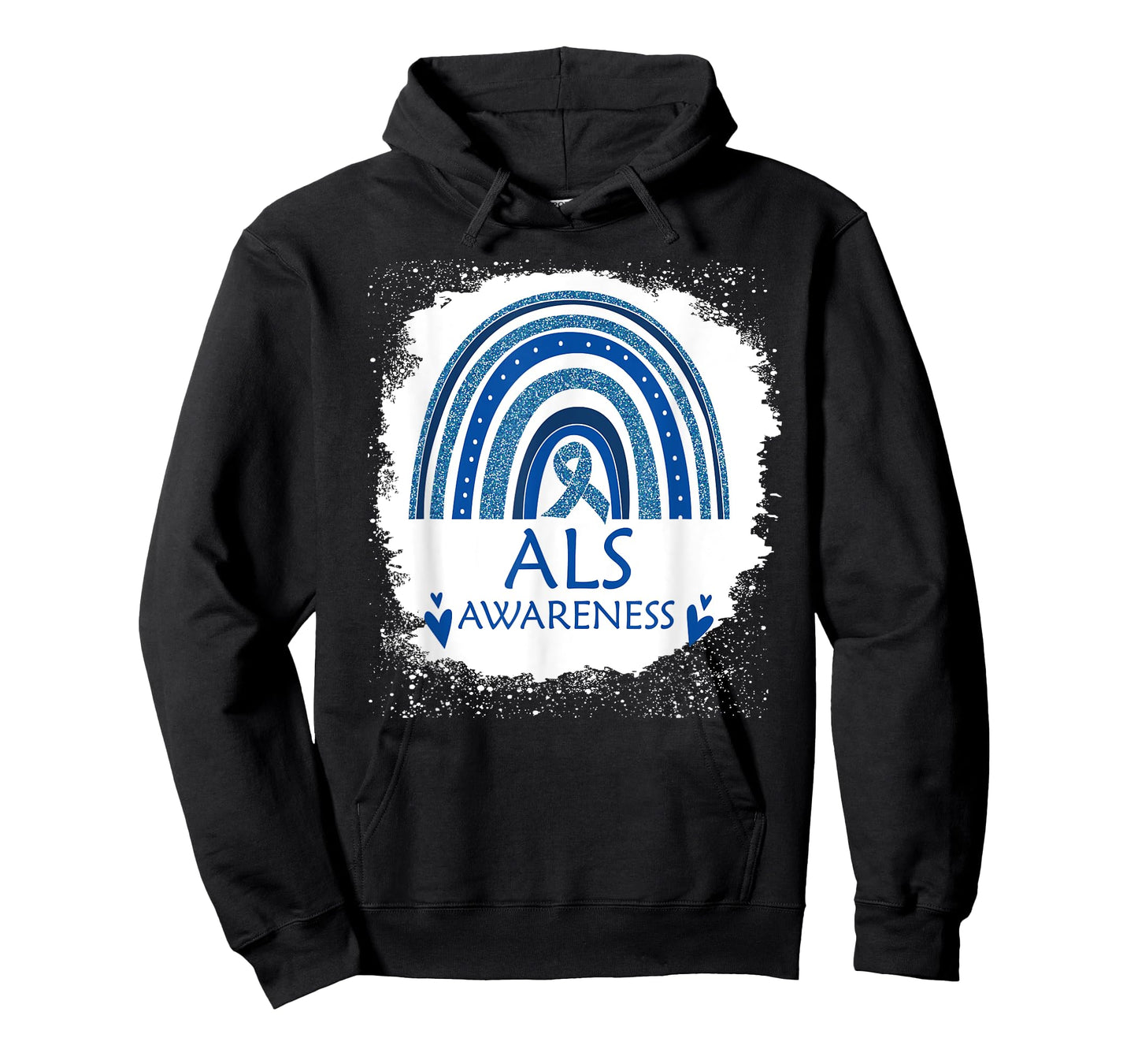 ALS Awareness Bleached Rainbow Blue Ribbon Men T-Shirt