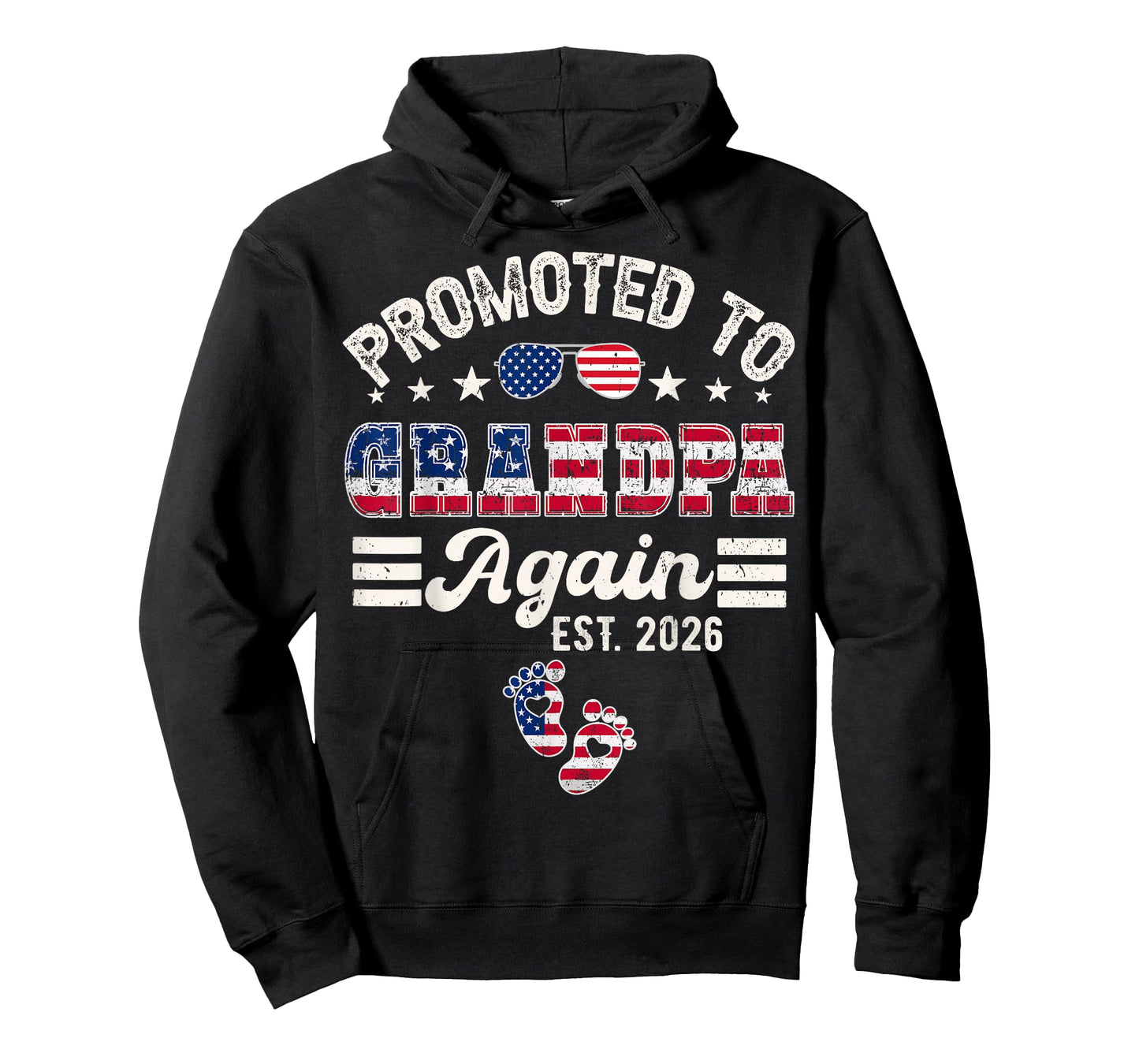 Promoted To Grandpa Again 2026 Vintage Flag Grandpa Again T-Shirt