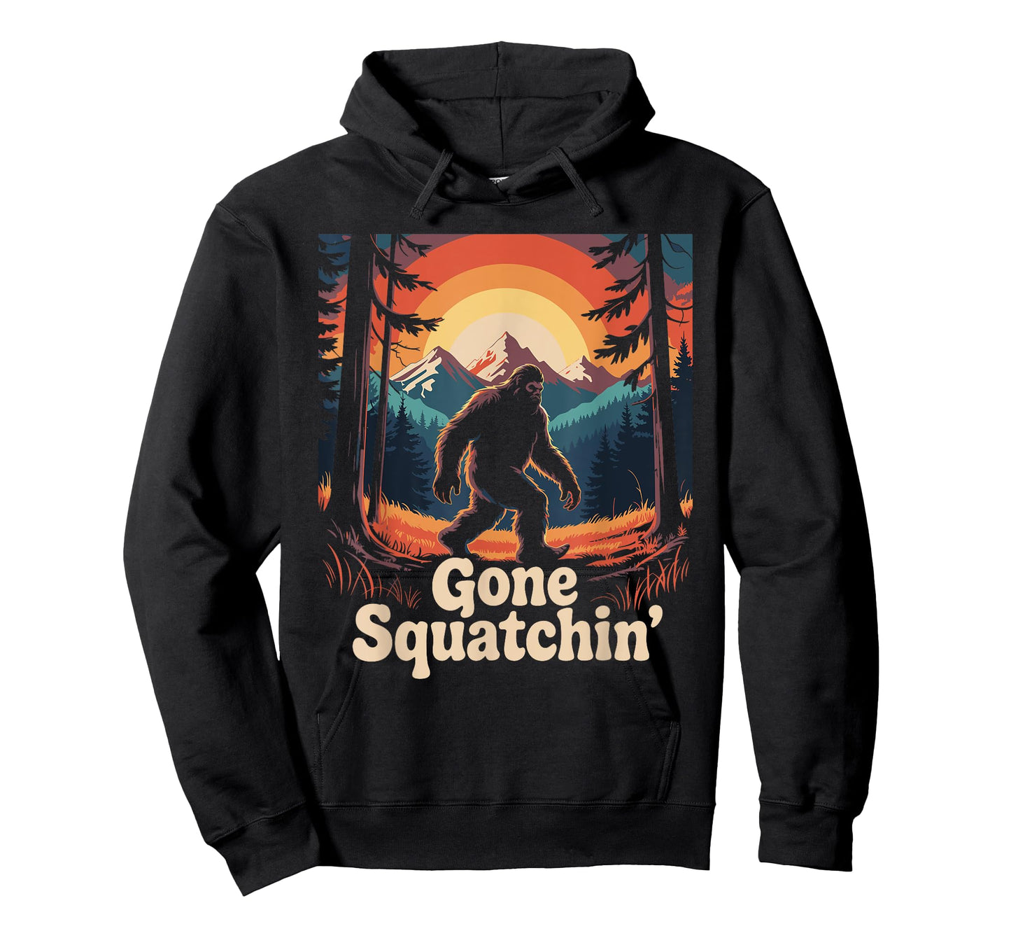 Gone Squatchin' Sasquatch Forest Mountain Sunset Adventure T-Shirt